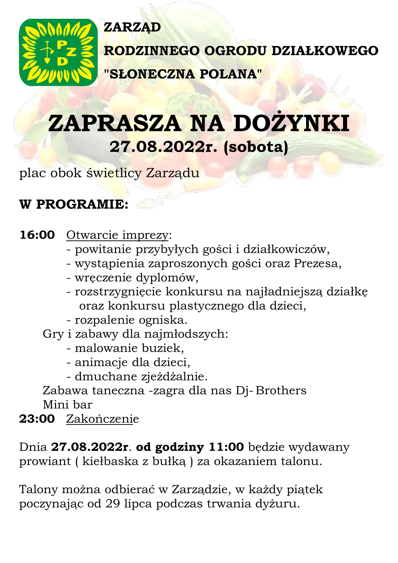 zaproszenie na dożynki 2022 1