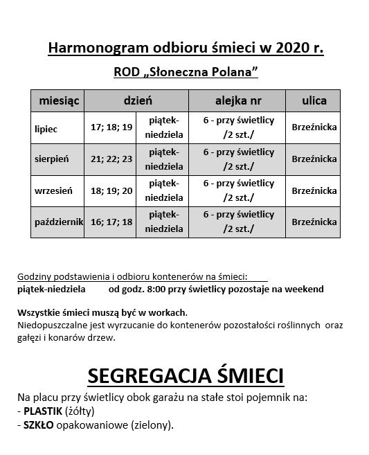 harmonogram lipiec 2020